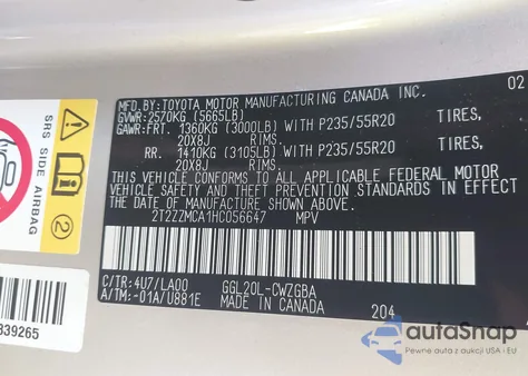 2017 Lexus Rx 350/Base/F Sport из США, поврежденный, VIN 2T2ZZMCA1HC056647